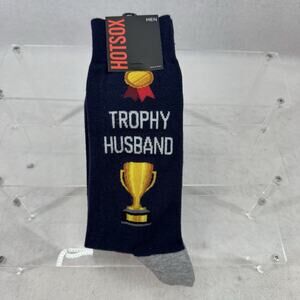 NWT Hot Sox Men’s Trophy Husband Socks Size 10-13 Navy & Gray
